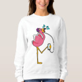 Sweatshirt Flamingo at Music with Headphone (Devant)