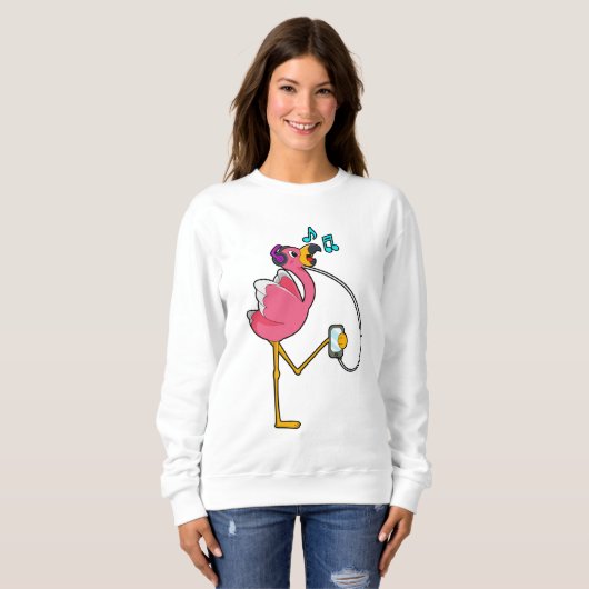 Sweatshirt Flamingo at Music with Headphone (Devant entier)