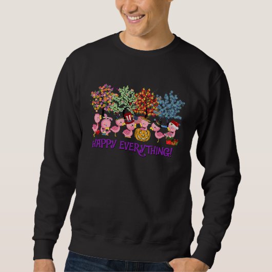 Sweatshirt Flamingo Happy everything for Thanksgiving Christm (Devant)