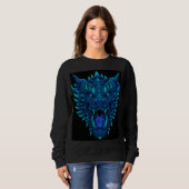 Sweatshirt Flammes bleues de la tête de dragon féroce - Fant (Devant entier)
