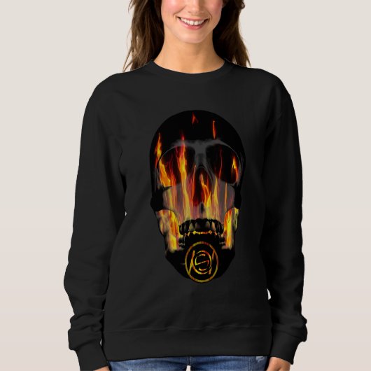 Sweatshirt Flammes de feu de crâne (Devant)