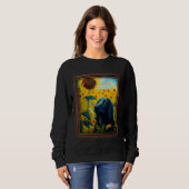 Sweatshirt Flat Coated Retriever Painting Sunflower Flower Mo (Devant entier)
