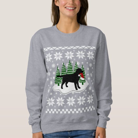 Sweatshirt Flèches À feuillage persistant de Noël Black Labra (Devant)