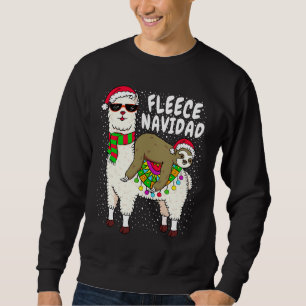 Sweatshirt Fleece Feliz Navidad Sloth Riding Llama Christmas