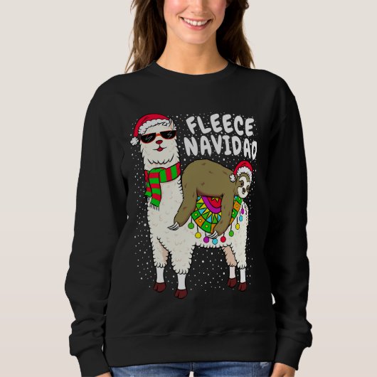 Sweatshirt Fleece Feliz Navidad Sloth Riding Llama Christmas (Devant)