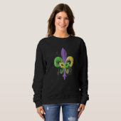 Sweatshirt Fleur de lis unique dessinée à la main Mardi Gras (Devant entier)