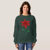 Sweatshirt Fleur de Lys Rouge Moderne Design Botanique Plat (Devant entier)