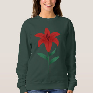 Sweatshirt Fleur de Lys Rouge Moderne Design Botanique Plat