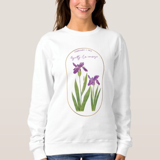 Sweatshirt Fleur de naissance Mois Février Anniversaire Iris (Devant)