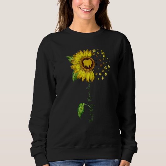 Sweatshirt Fleur de soleil féminine meilleur chien maman jama (Devant)