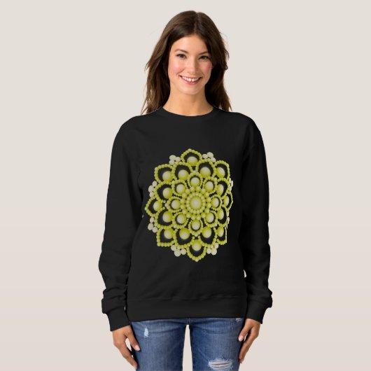 Sweatshirt Fleur Mandala jaune (Devant entier)