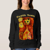 Sweatshirt Fleur Puissance Rétro Whimschat Kitty Orange Rouge (Devant)