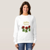 Sweatshirt Fleur rouge et feuilles verts nom personnalisé (Devant entier)