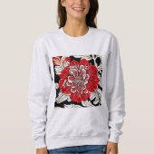 Sweatshirt Fleur rouge noir et blanc Art Nouveau (Devant)