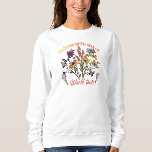 Sweatshirt Fleur sauvage éclair Vintage Rocker (Devant)