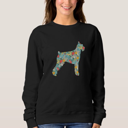 Sweatshirt Fleur Schnauzer géant Silhouette Fleur Chien Flora (Devant)