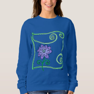 Sweatshirt Fleur violette Art Abstrait à porter