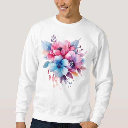 Sweatshirt Fleurs à l'aquarelle conception florale (Devant)
