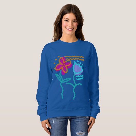 Sweatshirt Fleurs Abstraites funky Art à porter (Devant entier)