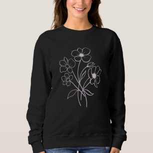 Sweatshirt fleurs blanches minimalistes sur une esthétique no