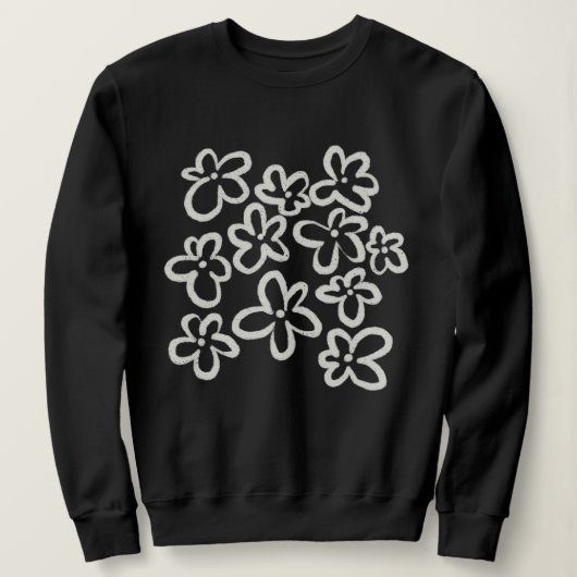 Sweatshirt Fleurs blanches sur fond noir (Design devant)