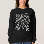 Sweatshirt Fleurs blanches sur fond noir (Devant)