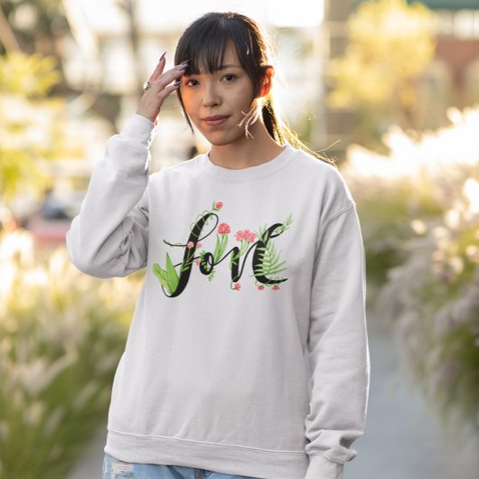 Sweatshirt Fleurs d'amour dessinées à la main