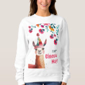 Sweatshirt Fleurs d'aquarelle de Lama mignonne Joyeux Cinco d (Devant)