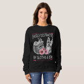 Sweatshirt Fleurs de Chiens de fentes facilement distraits (Devant entier)
