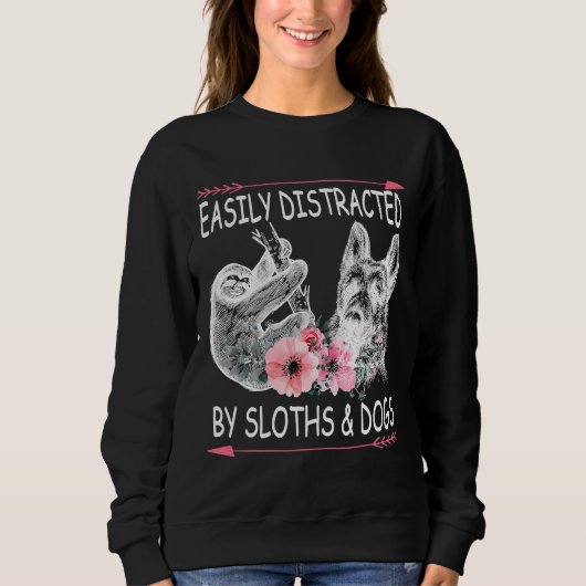 Sweatshirt Fleurs de Chiens de fentes facilement distraits (Devant)