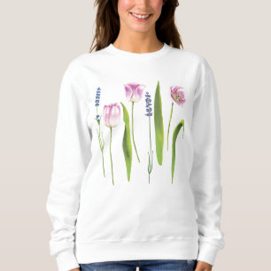 Sweatshirt Fleurs de lavande de tulipes roses florales   Vaca