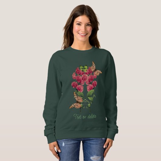 Sweatshirt Fleurs De Pois Sucrées Et Papillons Personnalisés (Devant entier)