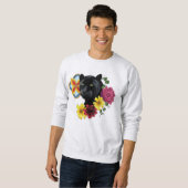 Sweatshirt Fleurs de Portrait Jaguar Noir (Devant entier)