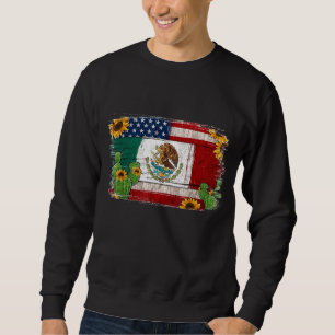Sweatshirt Fleurs de soleil vintages drapeau américain Mexiqu