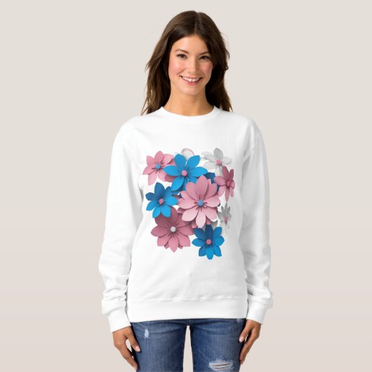Sweatshirt fleurs en papier coloré (Devant entier)