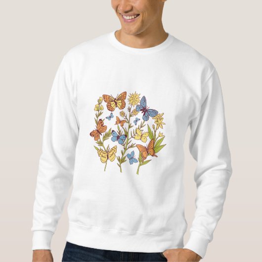 Sweatshirt Fleurs et papillons (Devant)