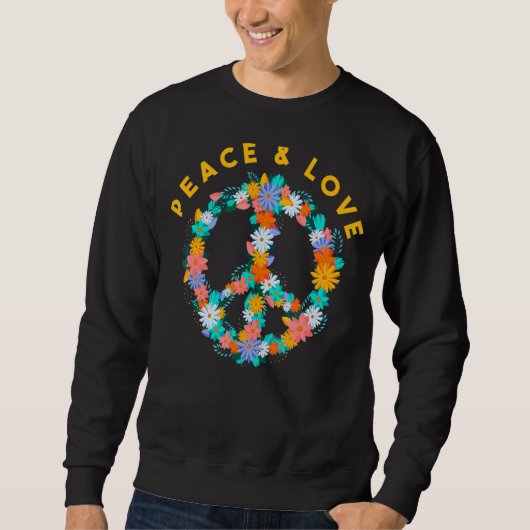 Sweatshirt Fleurs Hippie Costume Paix Signale Paix Et Amour (Devant)