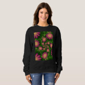 Sweatshirt Fleurs Imaginaires roses Art Fractal Abstrait mode (Devant entier)