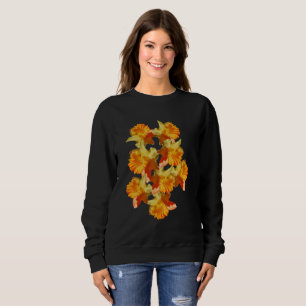 Sweatshirt Fleurs jonquilles jaunes teintées