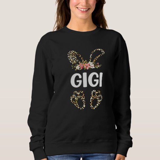 Sweatshirt Fleurs mignonnes Leopard Gigi Bunny Da de la mère (Devant)