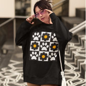 Sweatshirt Fleurs Pattes à Carreaux Daisy Rétro