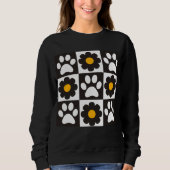 Sweatshirt Fleurs Pattes à Carreaux Daisy Rétro (Devant)