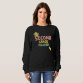 Sweatshirt Fleurs Rétro Deuxième 2ème Professeur Idée (Devant entier)