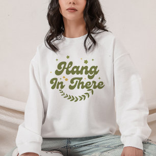 Sweatshirt Fleurs Rétro Vert 'Accroche-Toi' Positivité