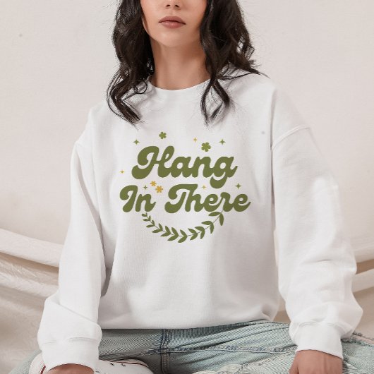 Sweatshirt Fleurs Rétro Vert 'Accroche-Toi' Positivité