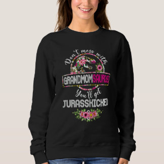 Sweatshirt Fleurs Rex Dinosaur Dinosaure Mo Grandmomsaurus mi