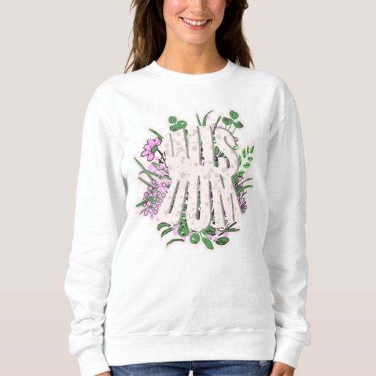 Sweatshirt Fleurs roses et typographie Feuille (Devant)