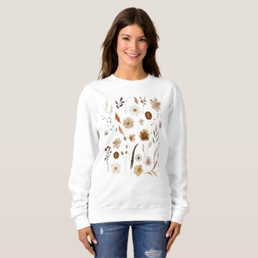 Sweatshirt Fleurs sauvages d'aquarelle automne (Devant entier)