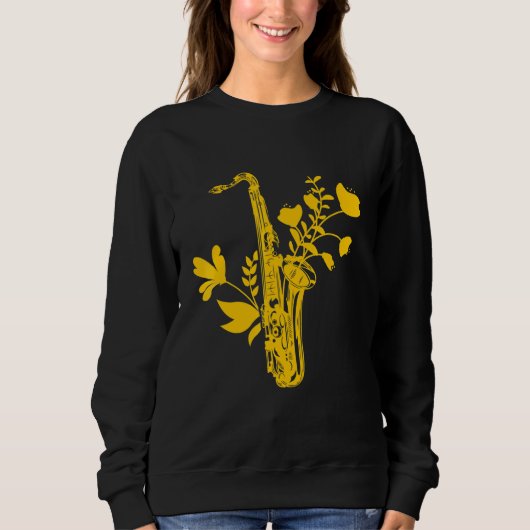 Sweatshirt Fleurs saxophones Musicien d'instruments de musiqu (Devant)