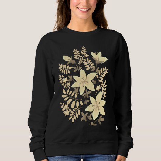 Sweatshirt Fleurs, thème fleuri sépia (Devant)